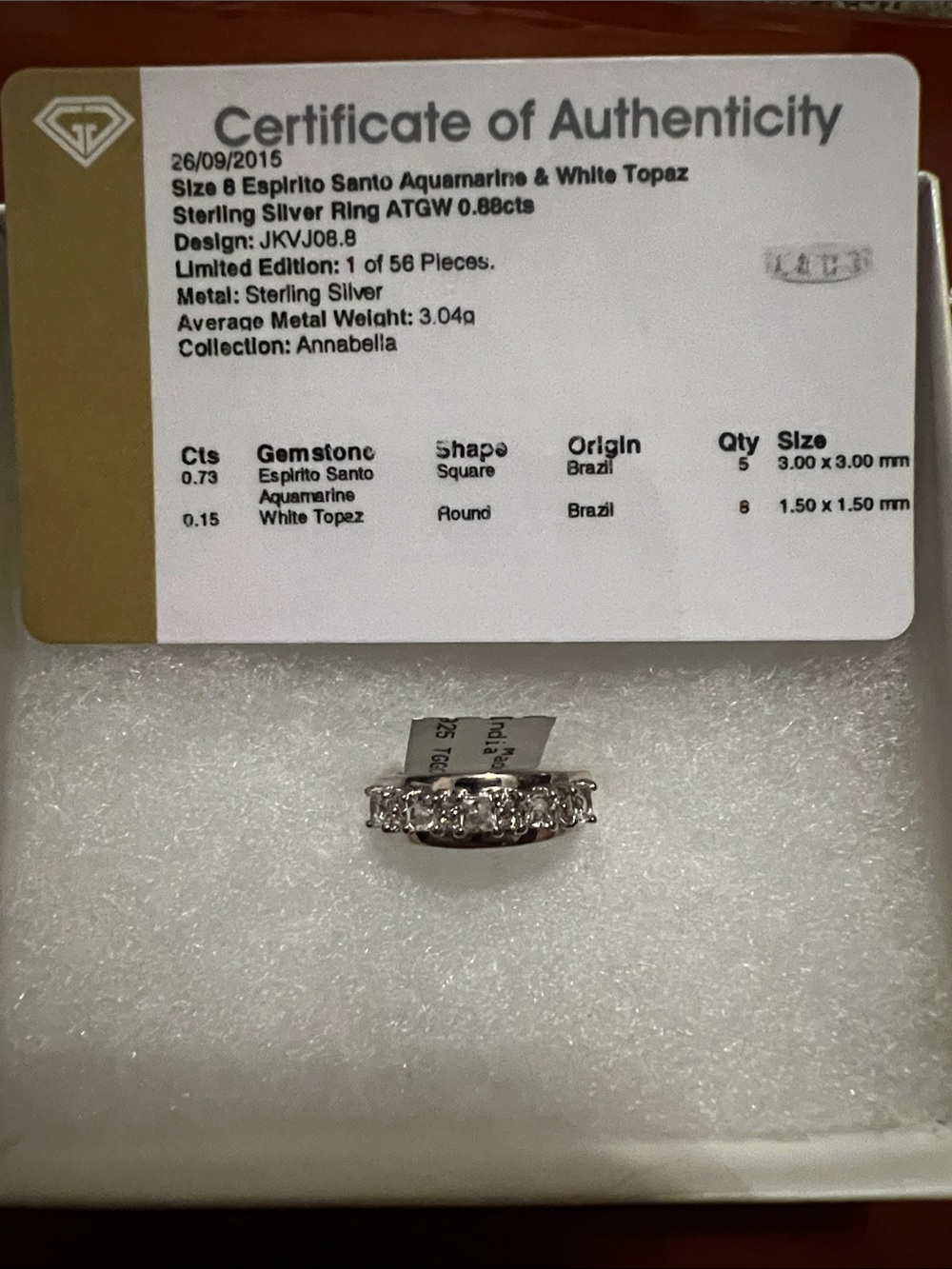 Annabella Sterling Silver Aquamarine & White Topaz Band - Pale Blue & White